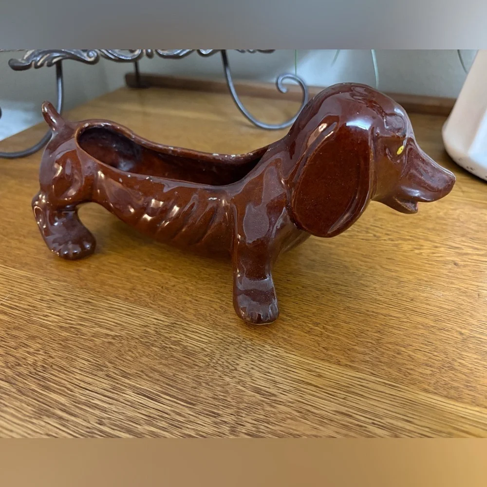 Vintage Dachshund Planter Dog Figurine Japan Doxie Ceramic - Picture 1 of 8